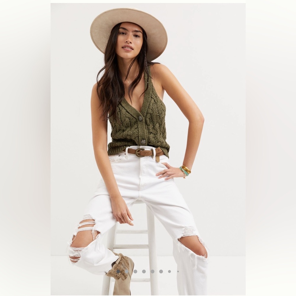 Anthropologie Pilcro cable knit sweater tank in Olive